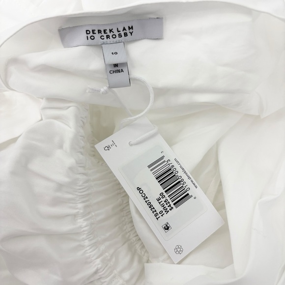 Derek Lam 10 Crosby Tora White V-Neck Tiered Cotton Poplin Dress Size 10 NEW - Picture 10 of 11